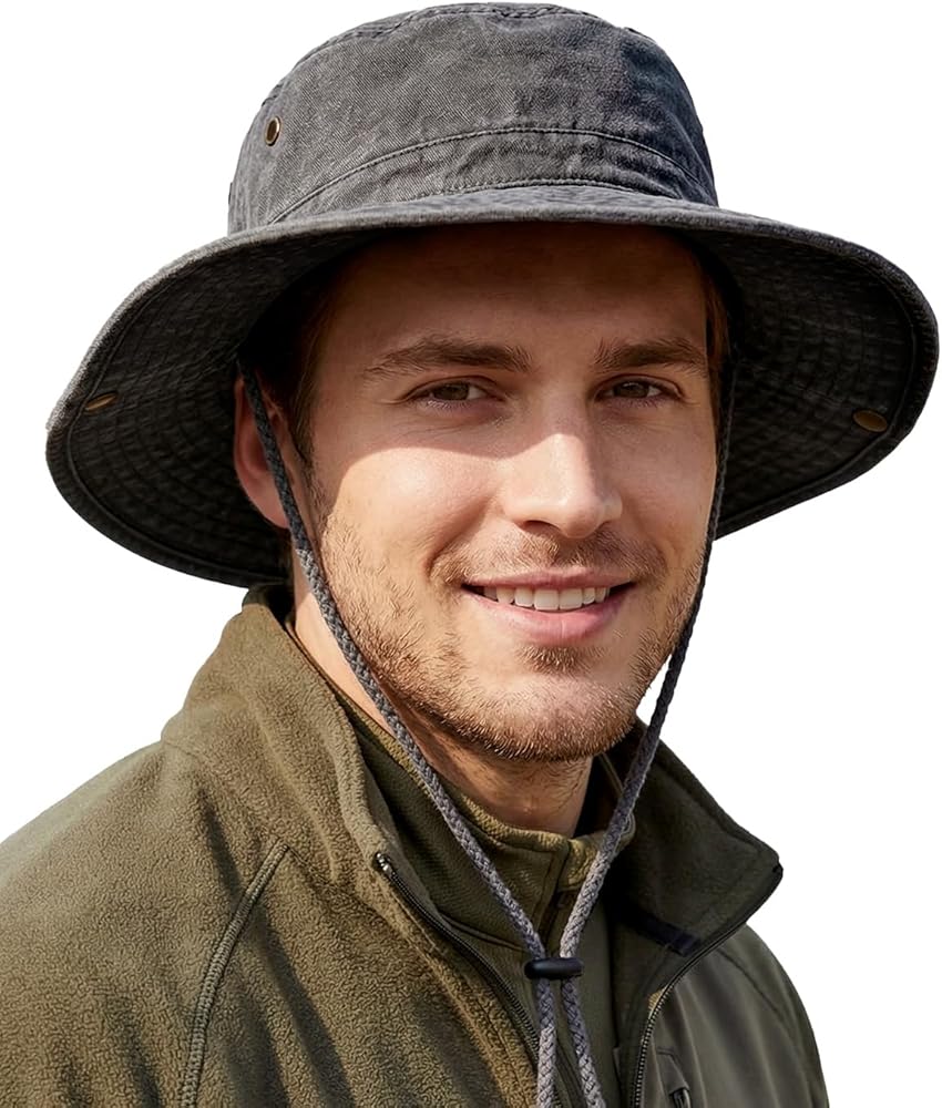 Zylioo Large Stone-Washed Safari Sun Hats,Big Head Summer Fishing