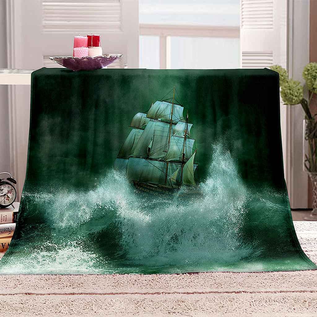 Couverture polaire en flanelle voilier blanc 150x200cm pour lit et canapé