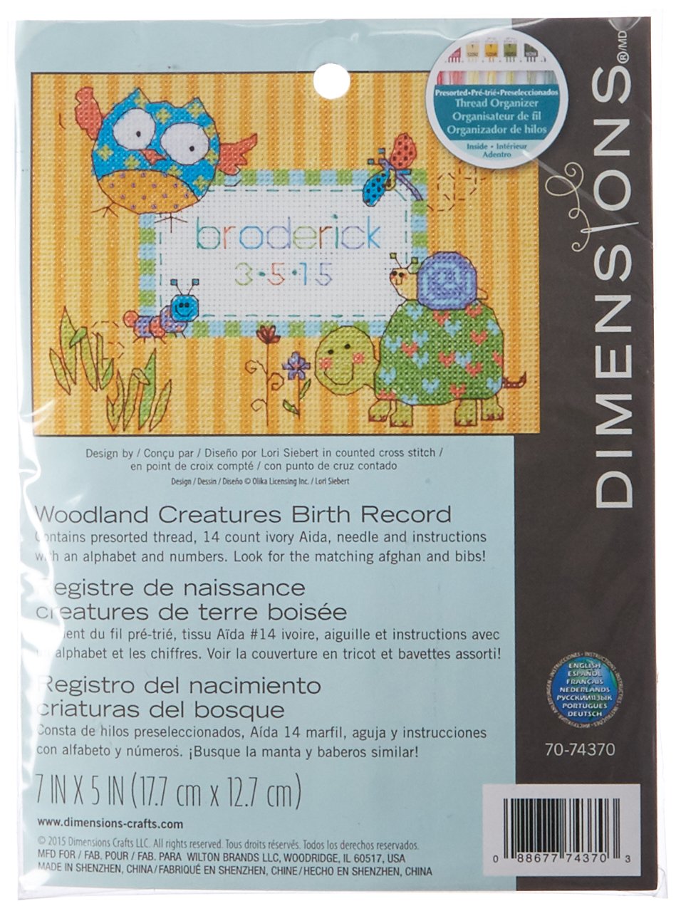 Dimensions Birth Record Mini Woodland Creatures Counted X Stitch, White