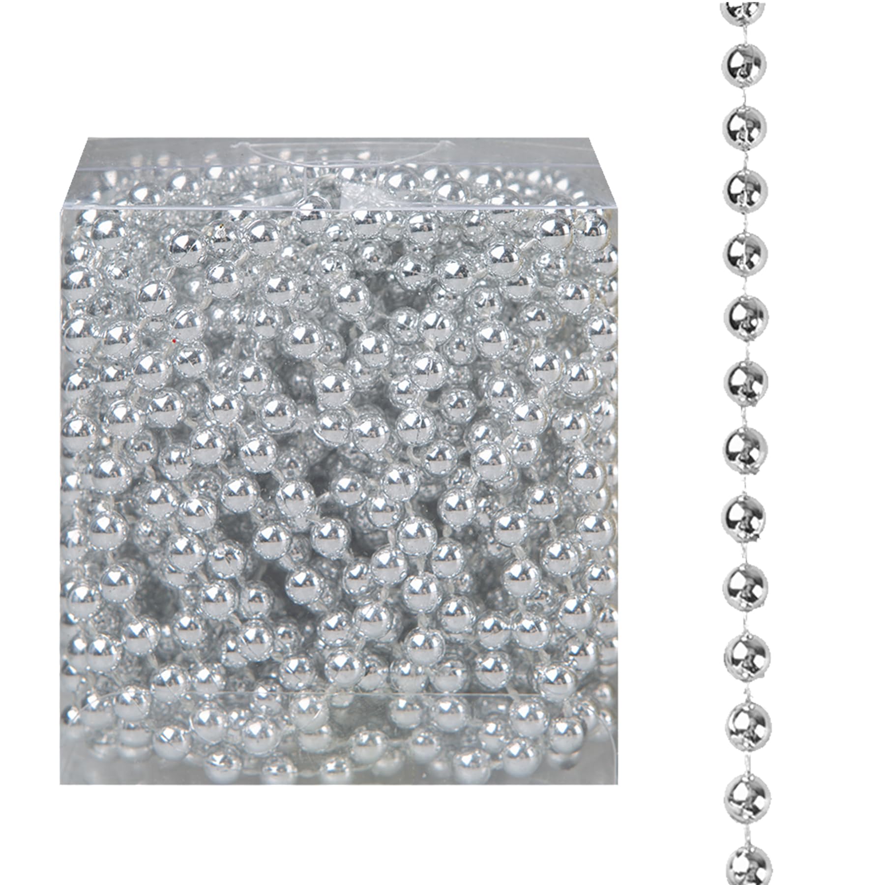 Christmas Luxury 8 Metre Bead Chain Garland Decoration Xmas Tree Hanging Ornaments (Silver)