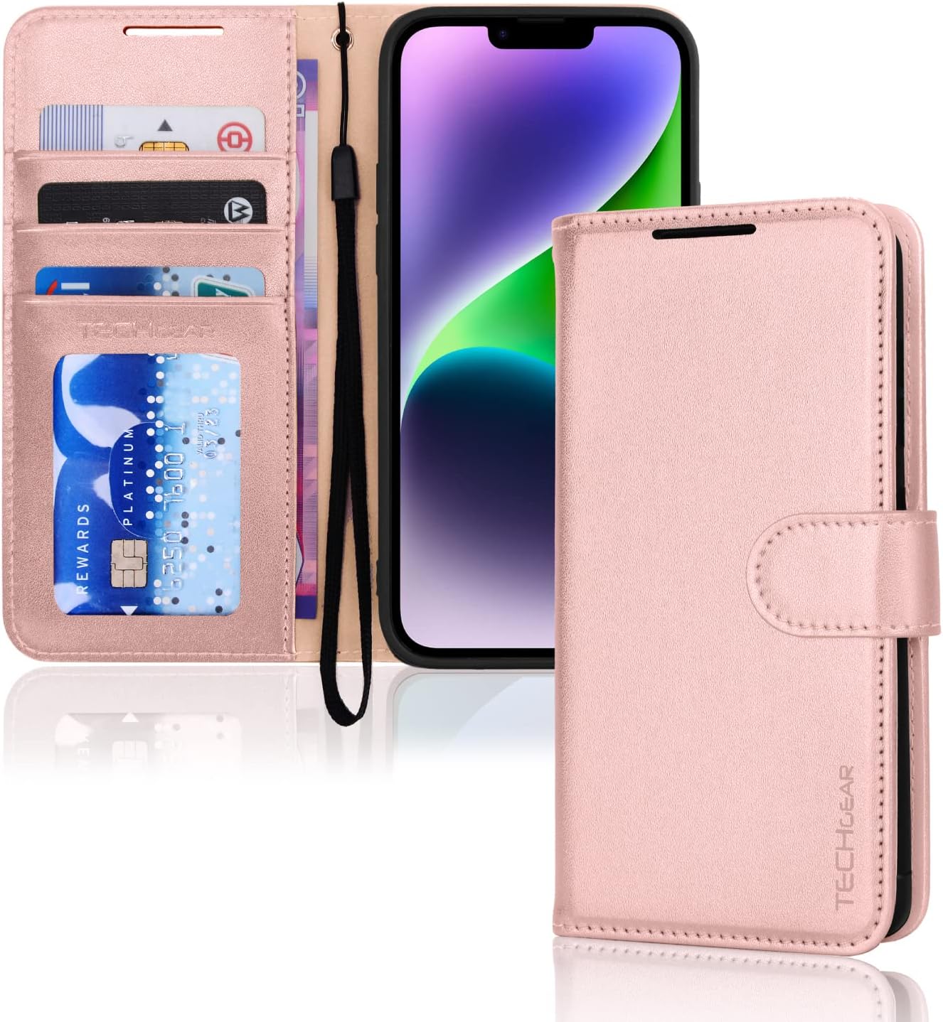 Premium Leather IPhone 15 Case Cover With Detachable Cardholder - Brow - View #7