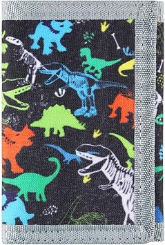 Kids Wallets for Boys & Girls, Dinosaur Wallet for Teens, Toddler & Boys Magic RFID Nylon & Canvas Wallet with Coin Pocket