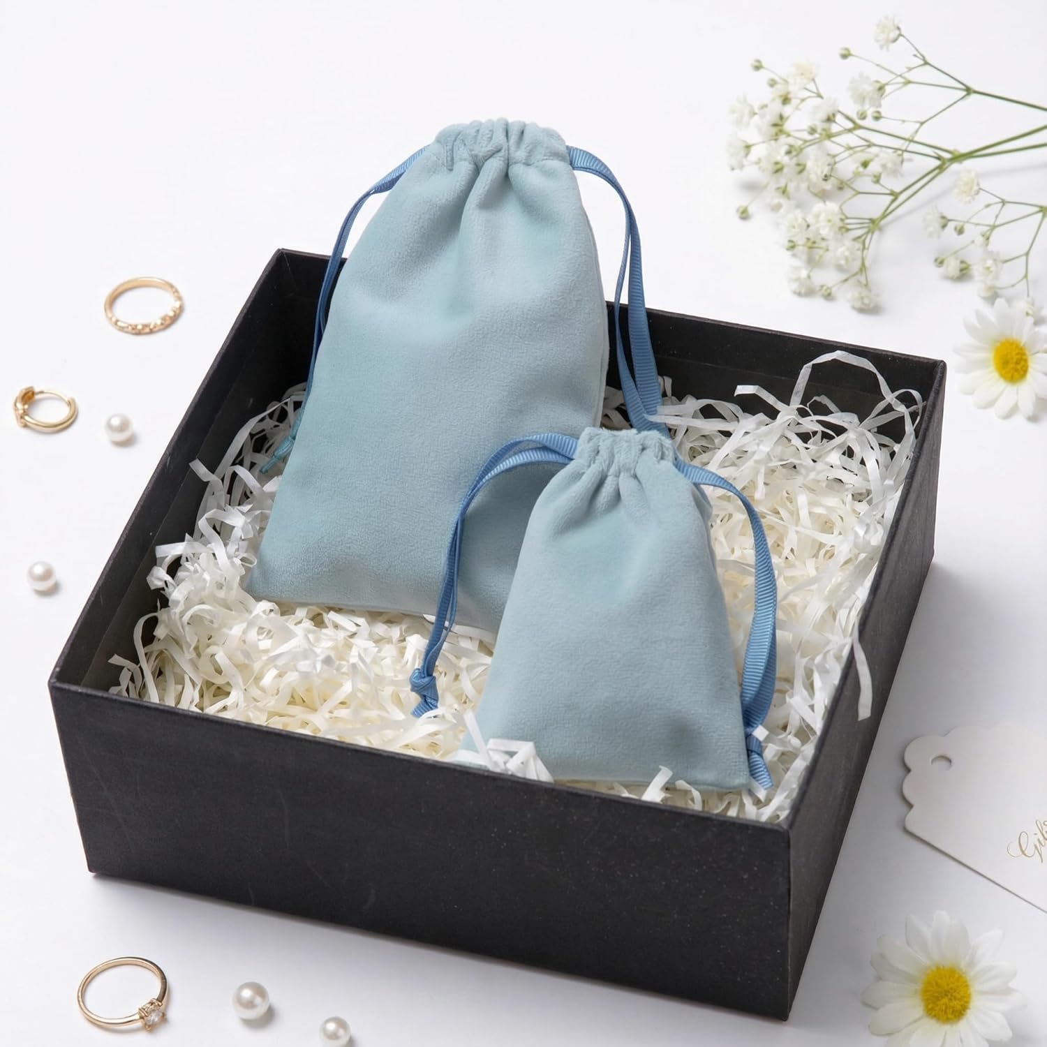 12pcs Dusty Blue Velvet Drawstring Bags 4x6 inches Small Velvet Cloth Gift Bags Jewelry Pouches for Storage Wedding Party Favor Christmas - Image 6