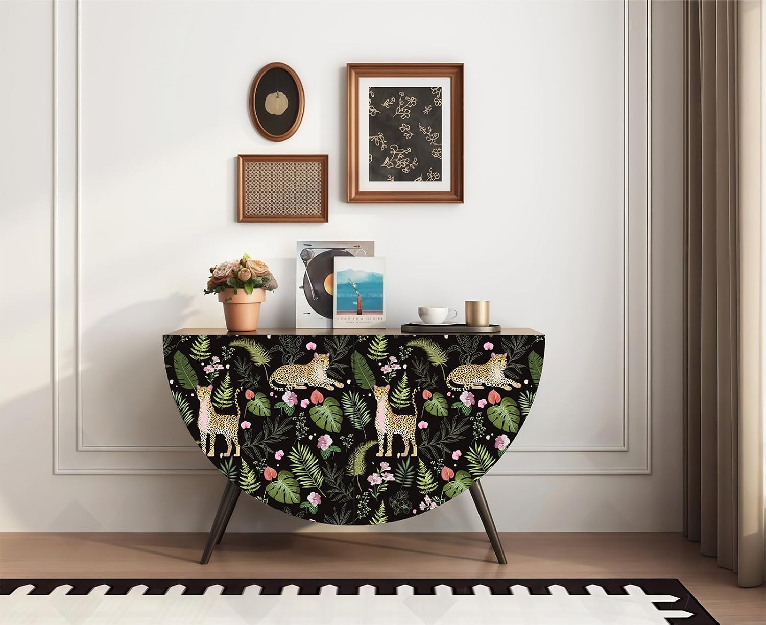Boho Leopard Animal Shelf Liner Contact Paper Black Jungle Cheetah Peel and Stick Wallpaper for Cabinets Shelves Dresser Furniture Wall Arts and Crafts Decal 17.3X117 Inches