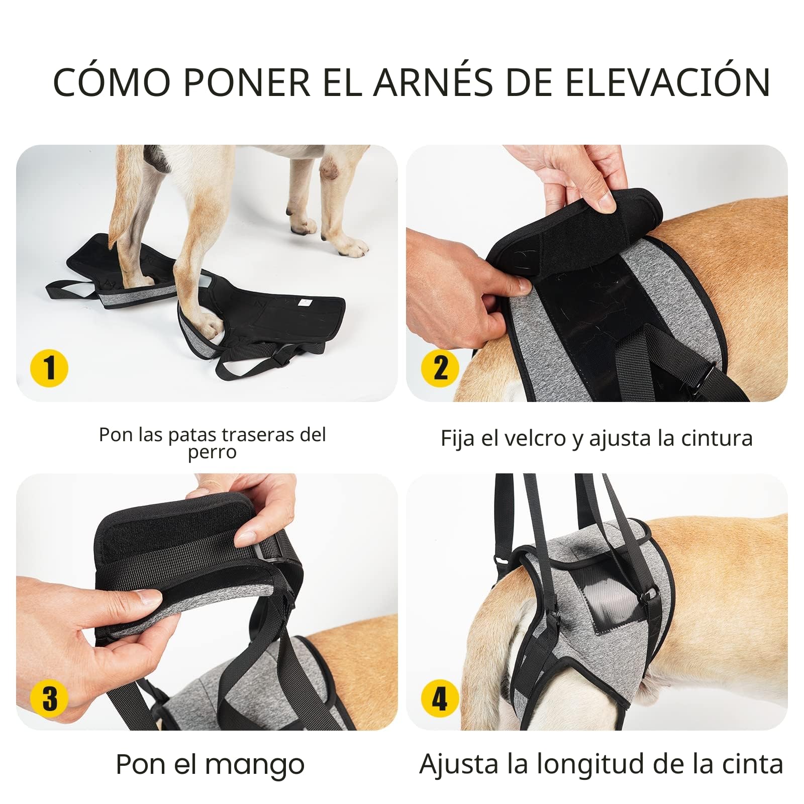 Dotoner Arnés de Levantamiento de Perros, arnés de Apoyo para Patas traseras, Correa de Apoyo Suave para Perros lesionados discapacitados, pequeños, medianos y Grandes