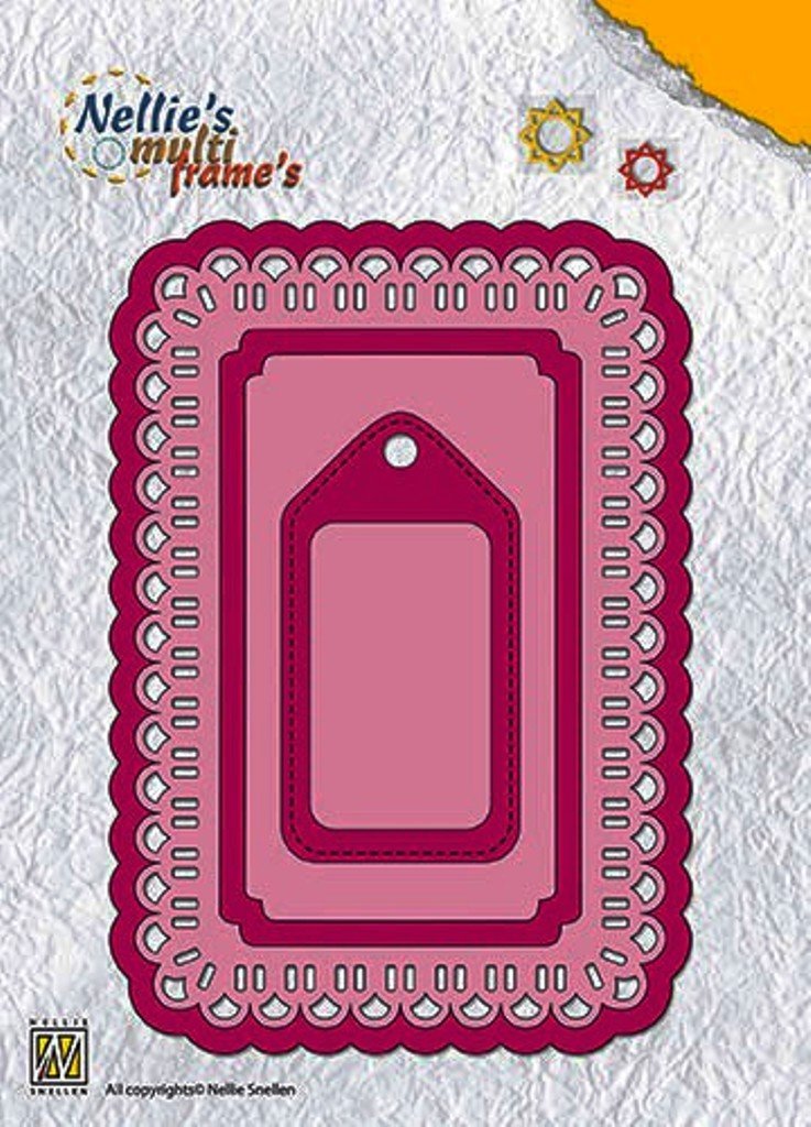 Nellie's Choice Nesting 6 Multi Frame Dies-13,4 Cutting Card Making Supplies Dies for Scrapbooking, DIY and Paper Crafts, Metal, Pink, 13,4 x 9,4 cm