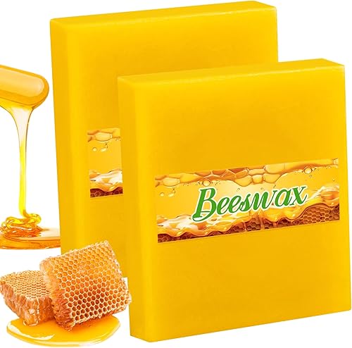 Sukh Bloque de cera de abejas amarilla, 2 unidades, barra de cera de abeja, barra de cera de abeja amarilla a granel de cera de abeja amarilla para