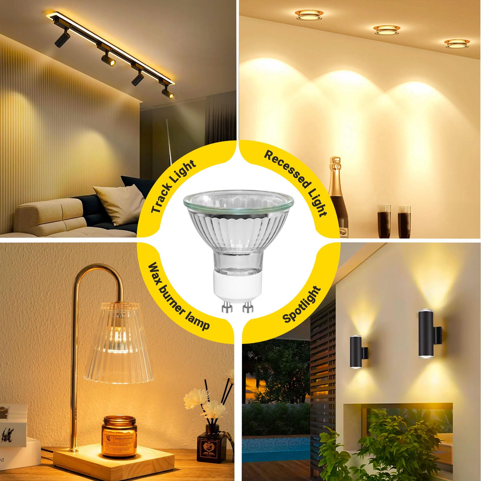 Caldarax Żarówka GU10 50 W z możliwością ściemniania, AC 230 V, 500 lm ciepła biel 2800 K, reflektor MR16 GU10 do podgrzewacza świec, lampy do zabudowy, oświetlenie szynowe, kąt świecenia 45° punktowy