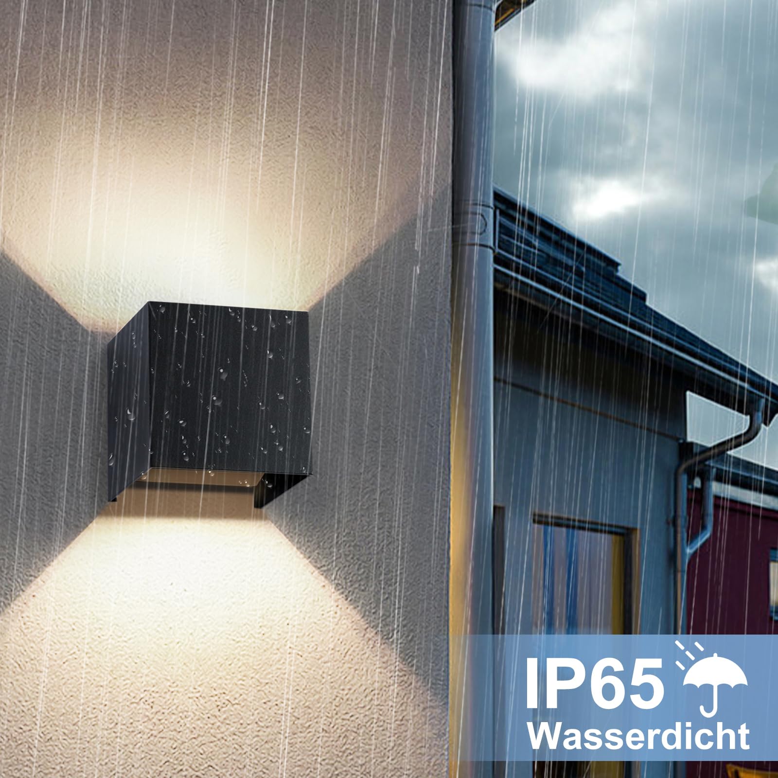 Lampa ścienna zewnętrzna LED, zestaw 4 sztuk, lampa ścienna zewnętrzna, czarna, z oświetleniem do góry i na dół, wodoszczelna (IP65), z gniazdem G9, ciepła biel, temperatura barwowa 3000 K