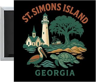 St. Simons Island Georgia Keepsakes Souvenir 2.5 x 2.5-Inch Fridge Magnet (2-Pack)