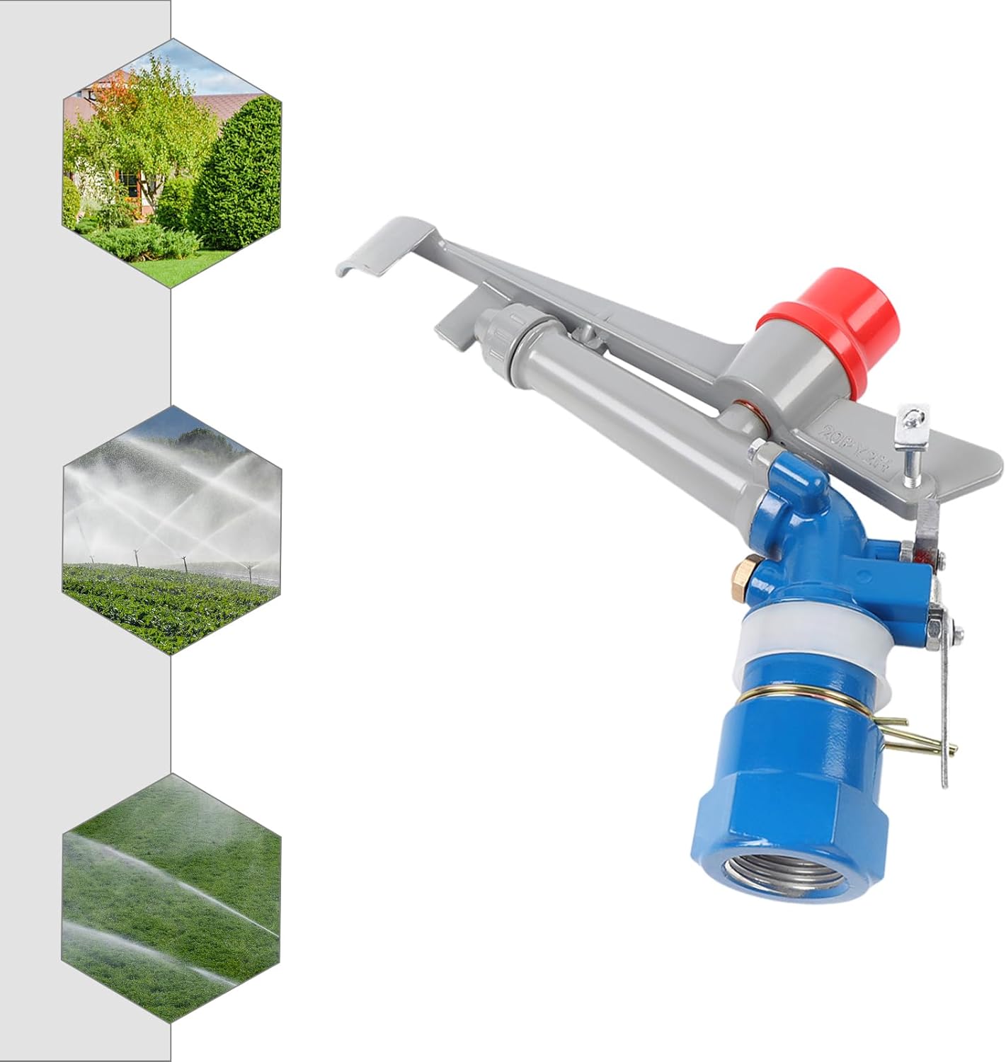 1" Agriculture Irrigation Spray Gun Sprinkler, Large-Area 360° Adjustable Watering Sprinkler Spray Diameter 30M, for Farm Lawn Garden Forestry Irrigation