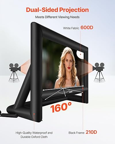 Miniatura 4 de VEVOR Pantalla de cine inflable de 20 pies, pantalla de proyector inflable con bolsa de almacenamiento portátil, proyección de película fácil de