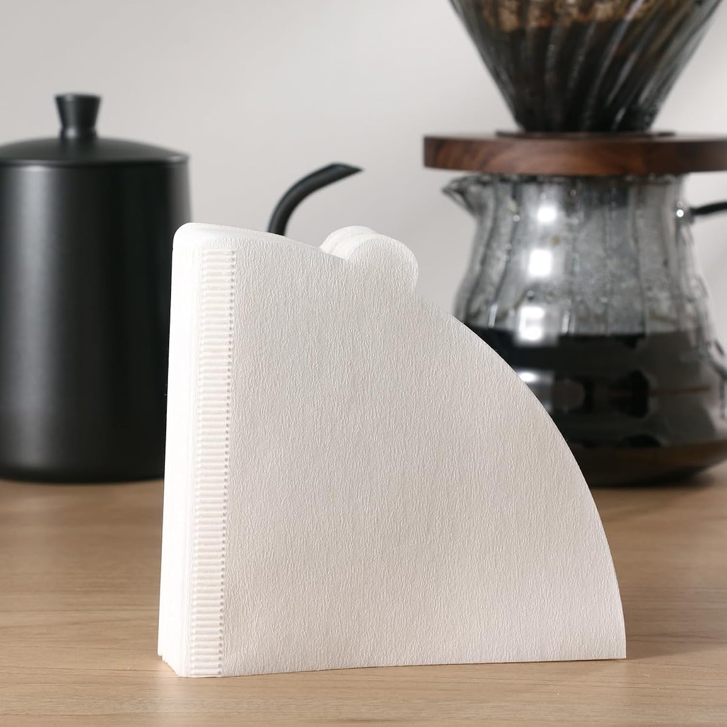 Disposable Natural Wood Pulp Coffee Filter Paper Cone, Size V02 for 2-4 Cups, Pack of 100, white, Unbleached