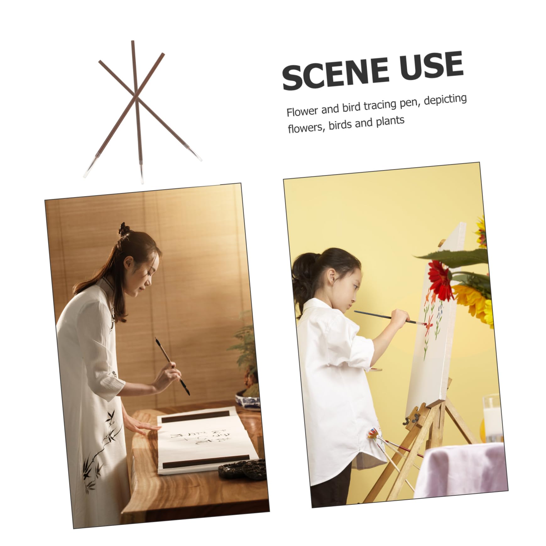 HOMSFOU 3pcs Calligraphy Brush Set Traditional Chinese Ink Pen Set for Beginners Line Drawing Fine Tip Smooth Writing