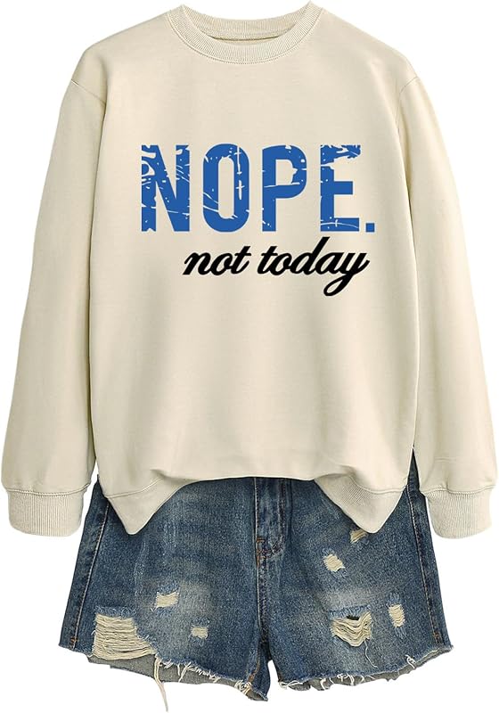 GOJEIOU Nope Not Today Sweatshirt for Women Crew Neck Funny Graphic Tops image 4