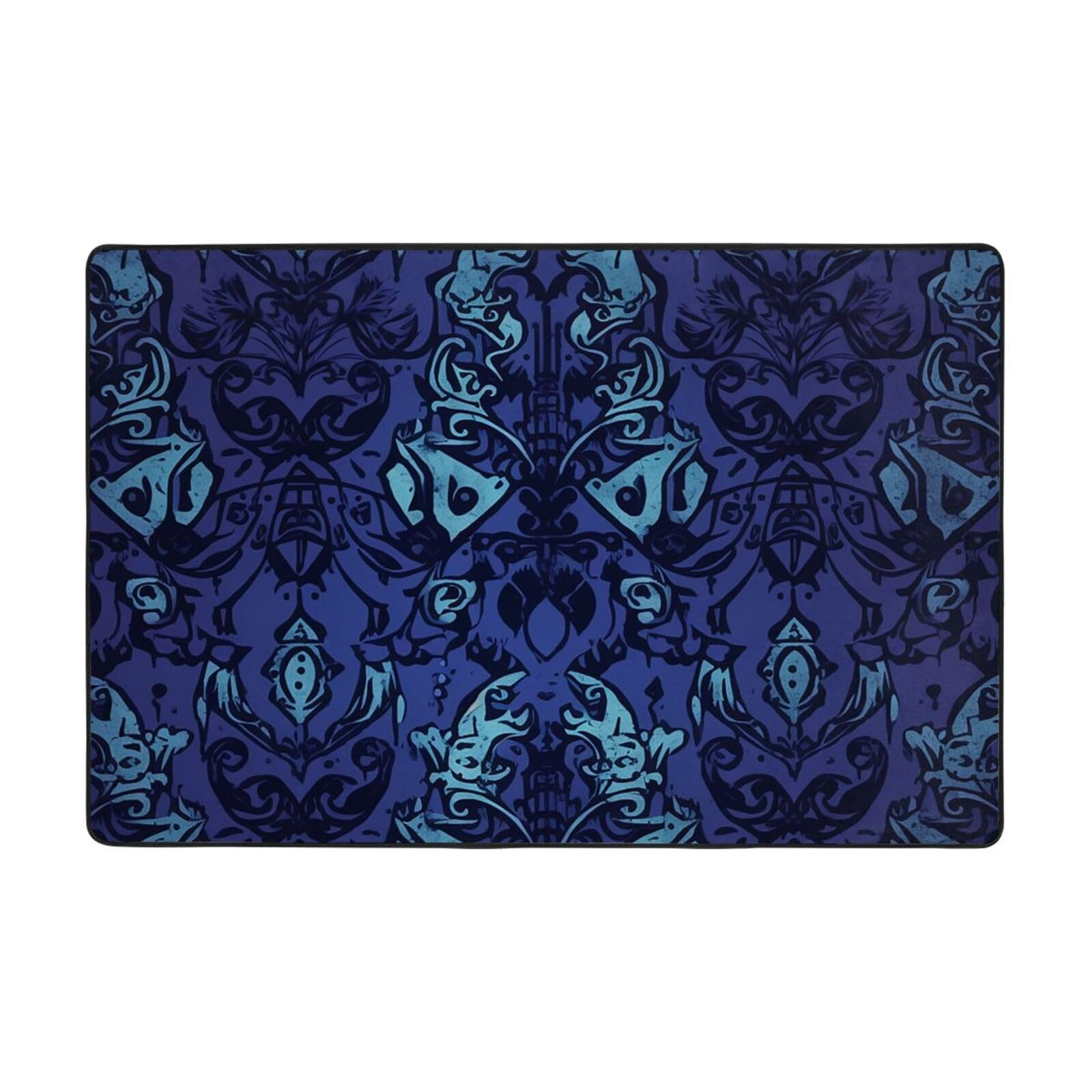 Tapis moderne pour salon et chambre à coucher bleu et noir en peluche