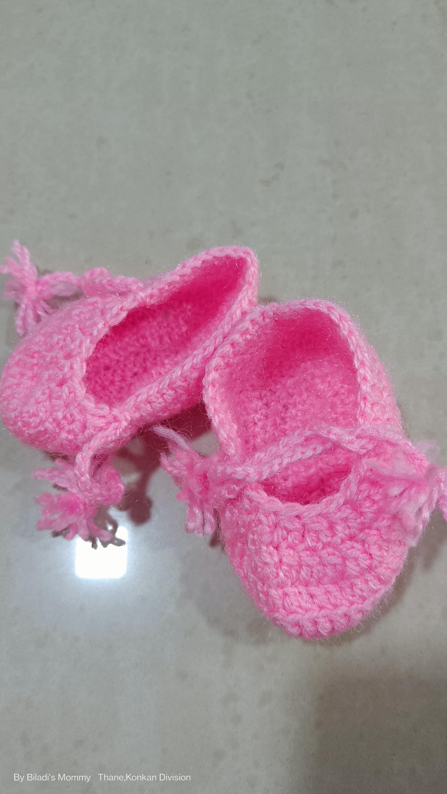 ArnaCreations Unisex Handmade Crochet Wool Baby Booties Bellies Style | Pink Soft Winter Shoes for Newborn, Infant & Toddler-picture-15