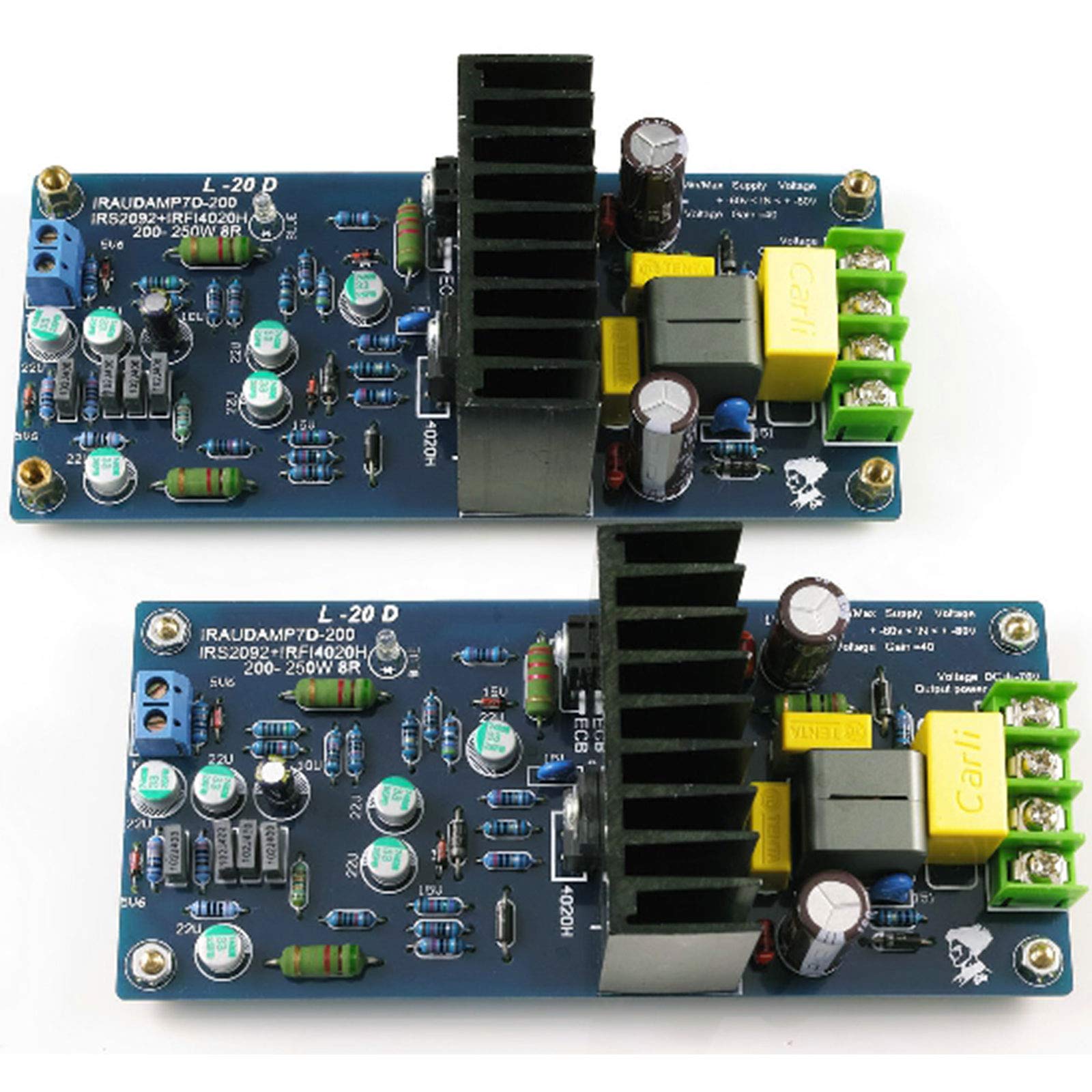 1pair Assembled L20D IRS2092 Top Class D amplifier board 200-250W