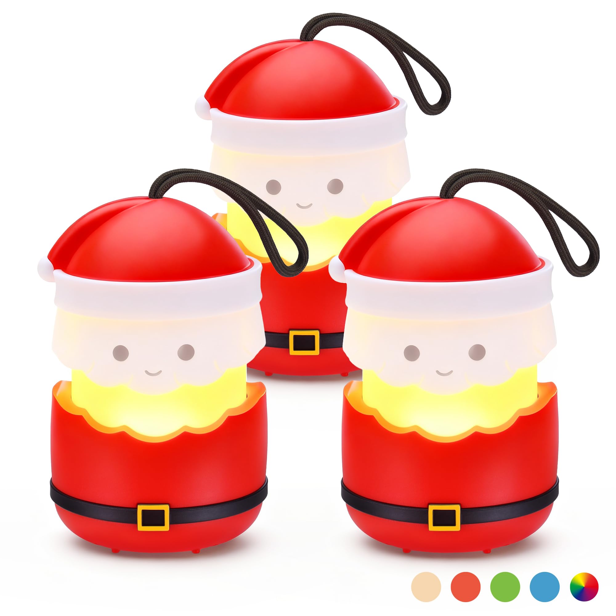 christmas gift everbrite santa claus lantern 3 pack, 5 light modes holiday decoration presents for women and men, aaa batteries contained stocking stuffers, christmas lights indoor & outdoor