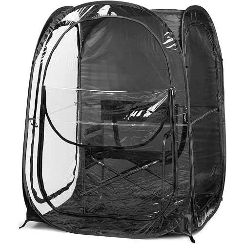 WeatherPod® The Original Shark Tank MyPod™ 1-2 Person Pop-Up Pod - Stay Warm, Dry, and Out of The Sun - Weather Pod for Sports, Rain, or Wind (Black, 46" L x 46" W x 59" H)