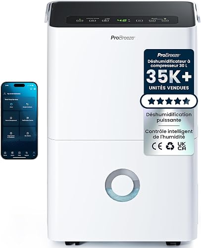 Pro Breeze 30L/Day Dehumidifier - Smart Compressor Dehumi…