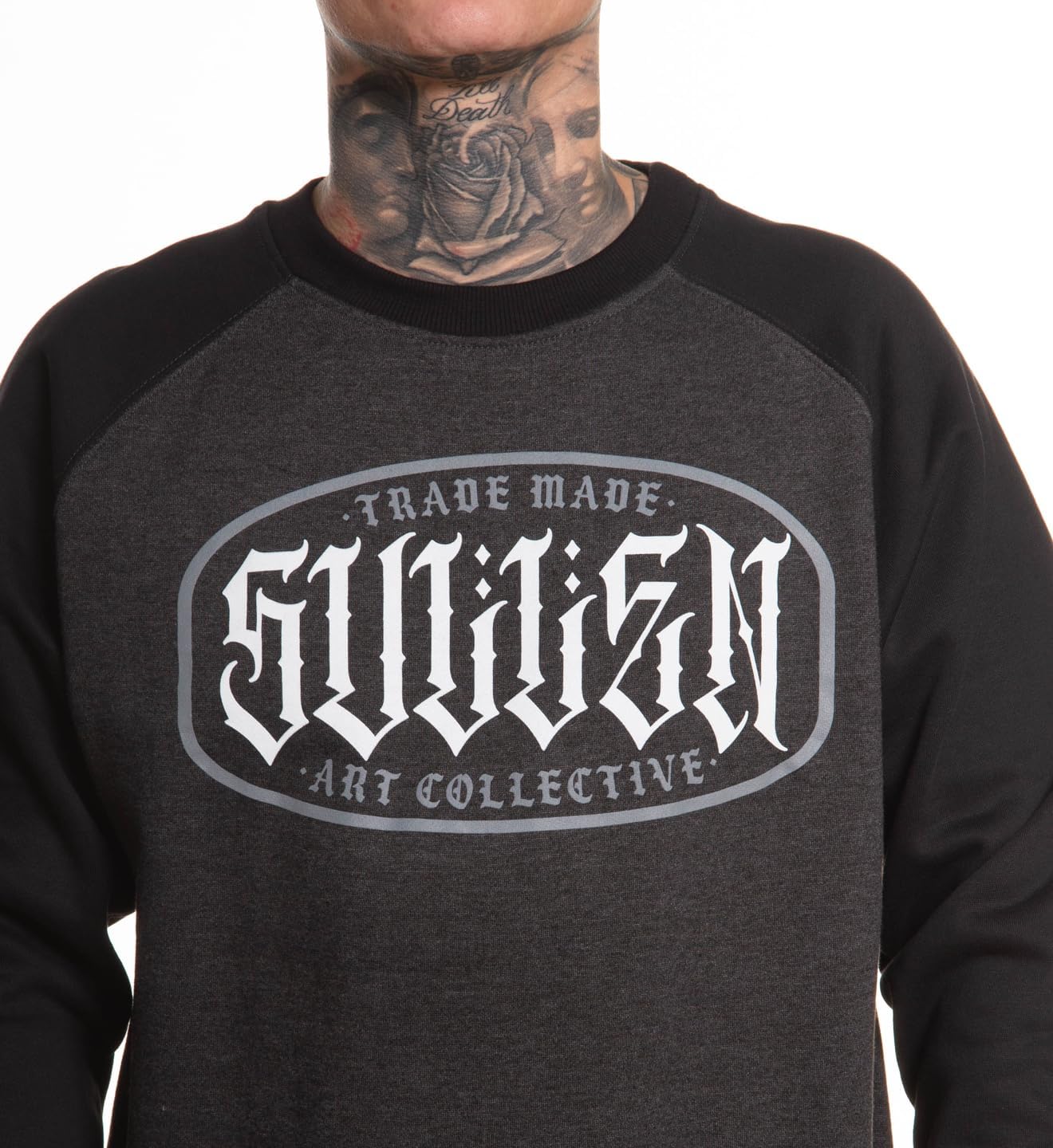 Sullen Men's Station Tattoo Lifestyle Graphic Long Sleeve Pullover Raglan Fleece - Image 3