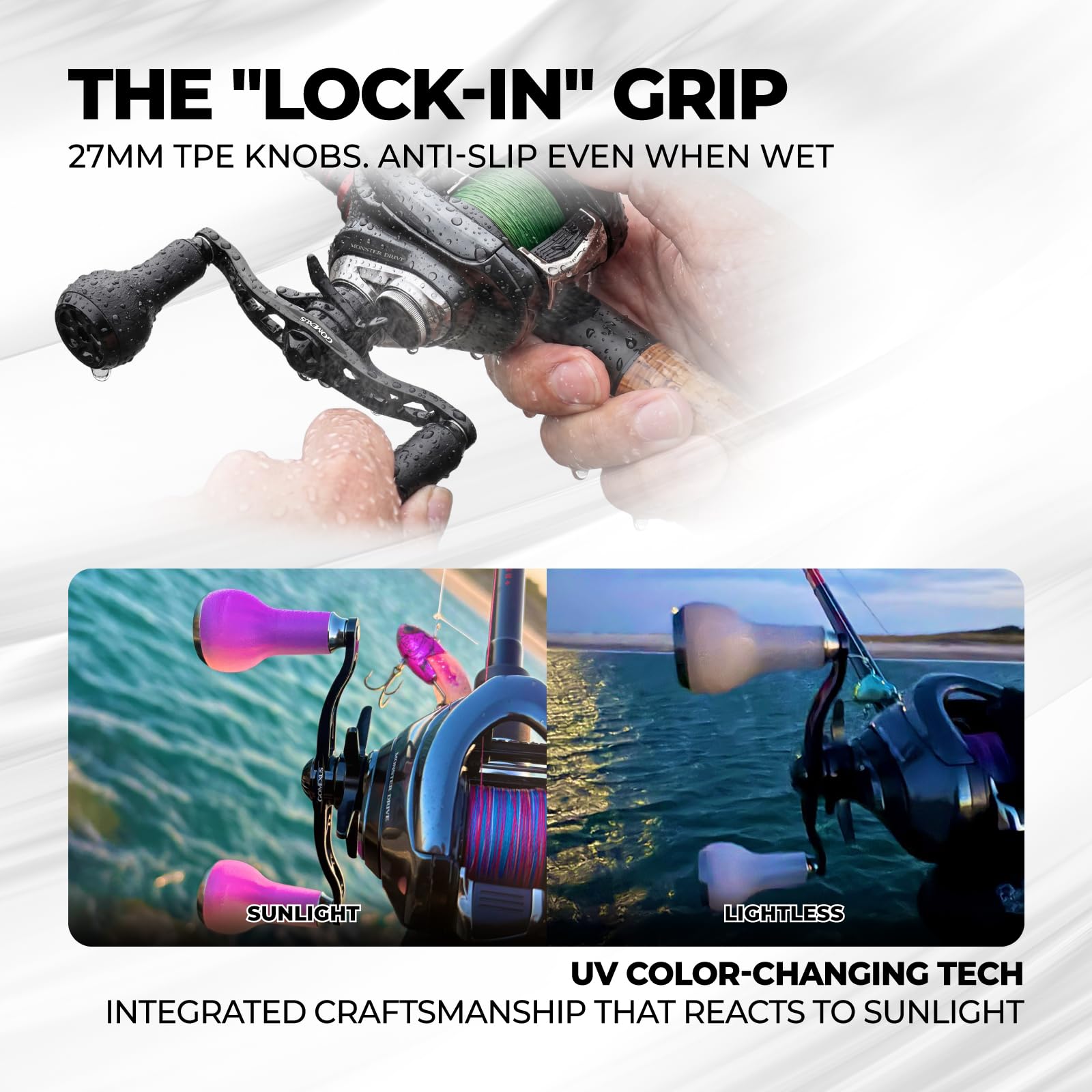 GOMEXUS Maniglia di alimentazione compatibile per Shimano SLX Tranx Daiwa Tatula Zillion Abu Garcia Revo 13 mulinello da pesca baitcasting parti di ricambio | Pesca alla spigola