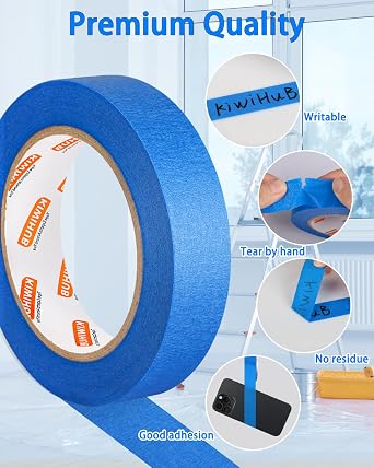 Blue Painters Tape - 20 Rolls Masking Tape 1 inch Wide | Multi-Surface No Residue Blue Tape for Walls, Painting, Packing & Automotive 0.94 Inch x 1100 Yards