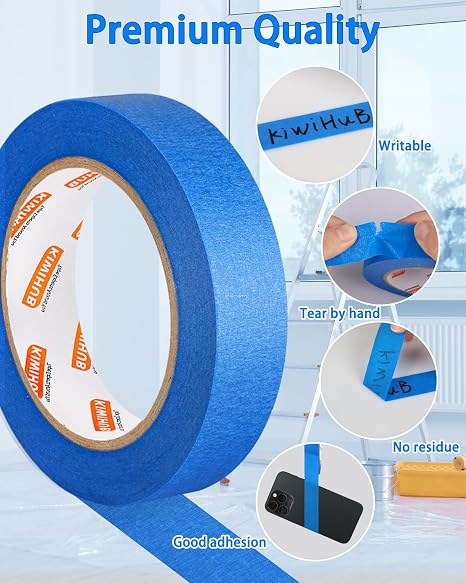 Blue Painters Tape - 20 Rolls Masking Tape 1 inch Wide | Multi-Surface No Residue Blue Tape for Walls, Painting, Packing & Automotive 0.94 Inch x 1100 Yards
