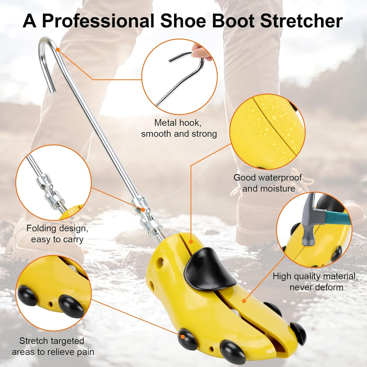 Shoe Boot Stretchers for Cowboy Boots, 2Pair Boot Widener Stretcher for Women Men Wide Feet, Adjustable Shoe Boot Expander for Ankle Boots