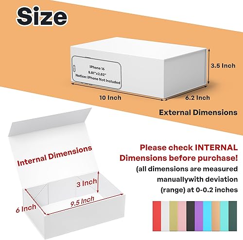 Miniatura 2 de Caja de Regalo Blanca, 9.5x6x3'' Cajas de Regalo para Regalos con Tapas Cierre Magnético Rectangular Plegable para Caja de Propuesta de Dama