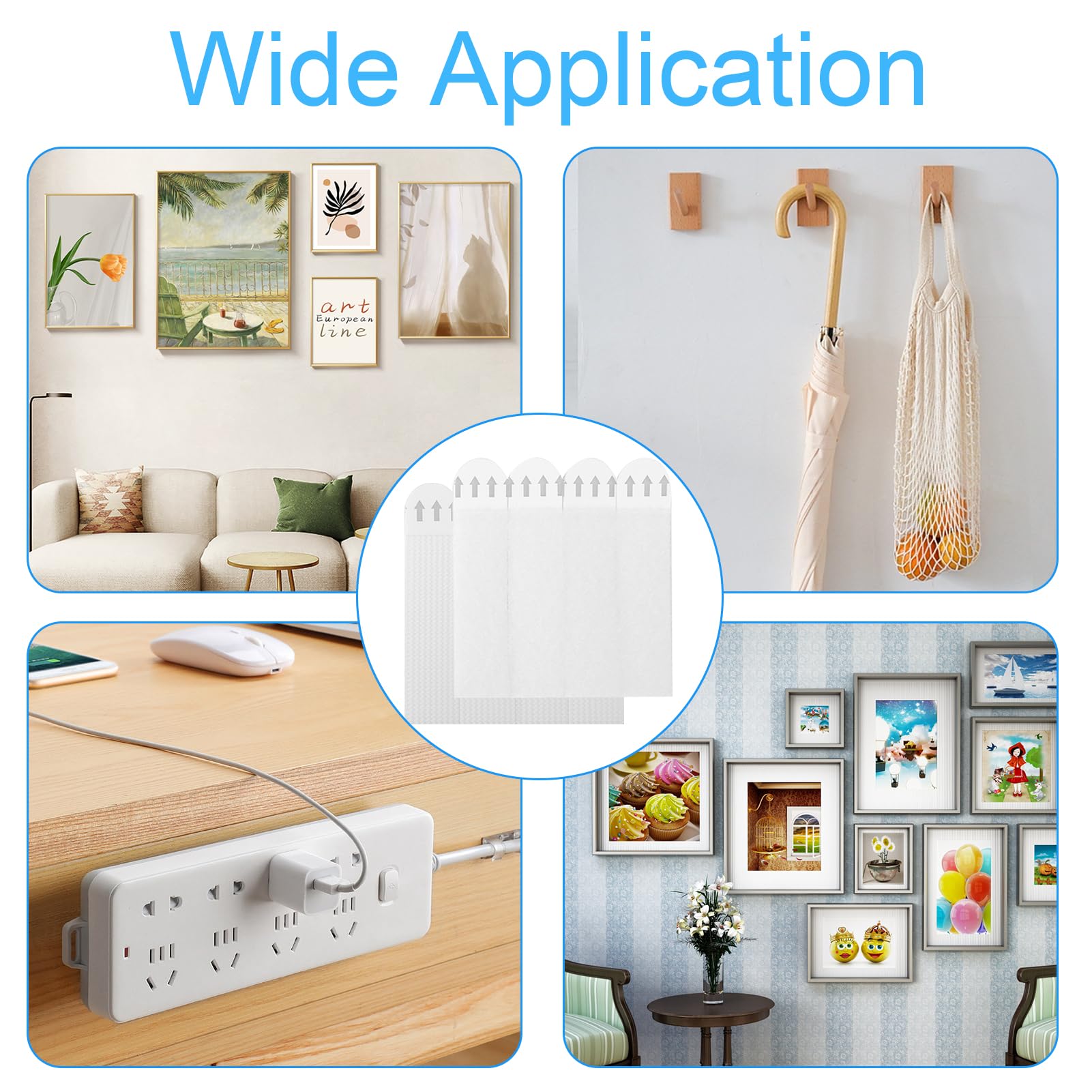 96PCS Strisce Appendiquadri Biadesive - Rimovibili Senza Chiodi Per Cornici, Poster E Decorazioni - Foto 6