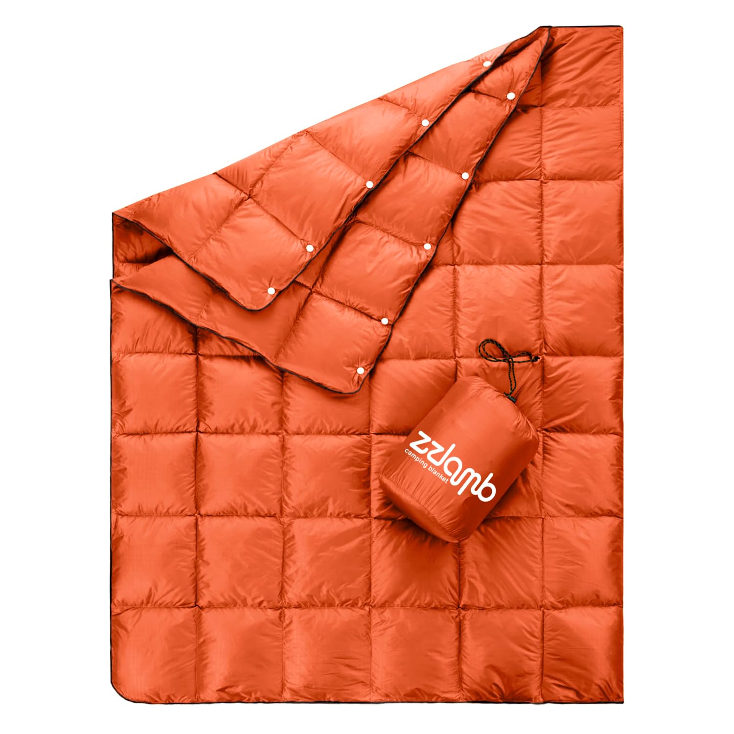 zzlamb Lightweight Puffy Down Camping Throw, Soft Outdoor Quilt for Picnic Beach Backpacking, Down Lap Blanket for Couch Plane Car, 50x77in Orange — image 1