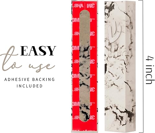 Miniatura 5 de SURI Mezuzah con pergamino impreso para puerta Cubierta de mezuzah de hormigón blanco roto de mármol de 4 pulgadas, adhesivo autoadhesivo, se