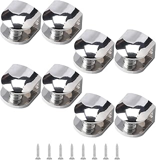 UFURMATE Glass Clamp, 8Pcs Adjustable Glass Shelf Brackets Holders Wall Mounted Zinc Alloy Glass Clips Chrome Half Round Mounting Brace for 6-10mm Thick Glass