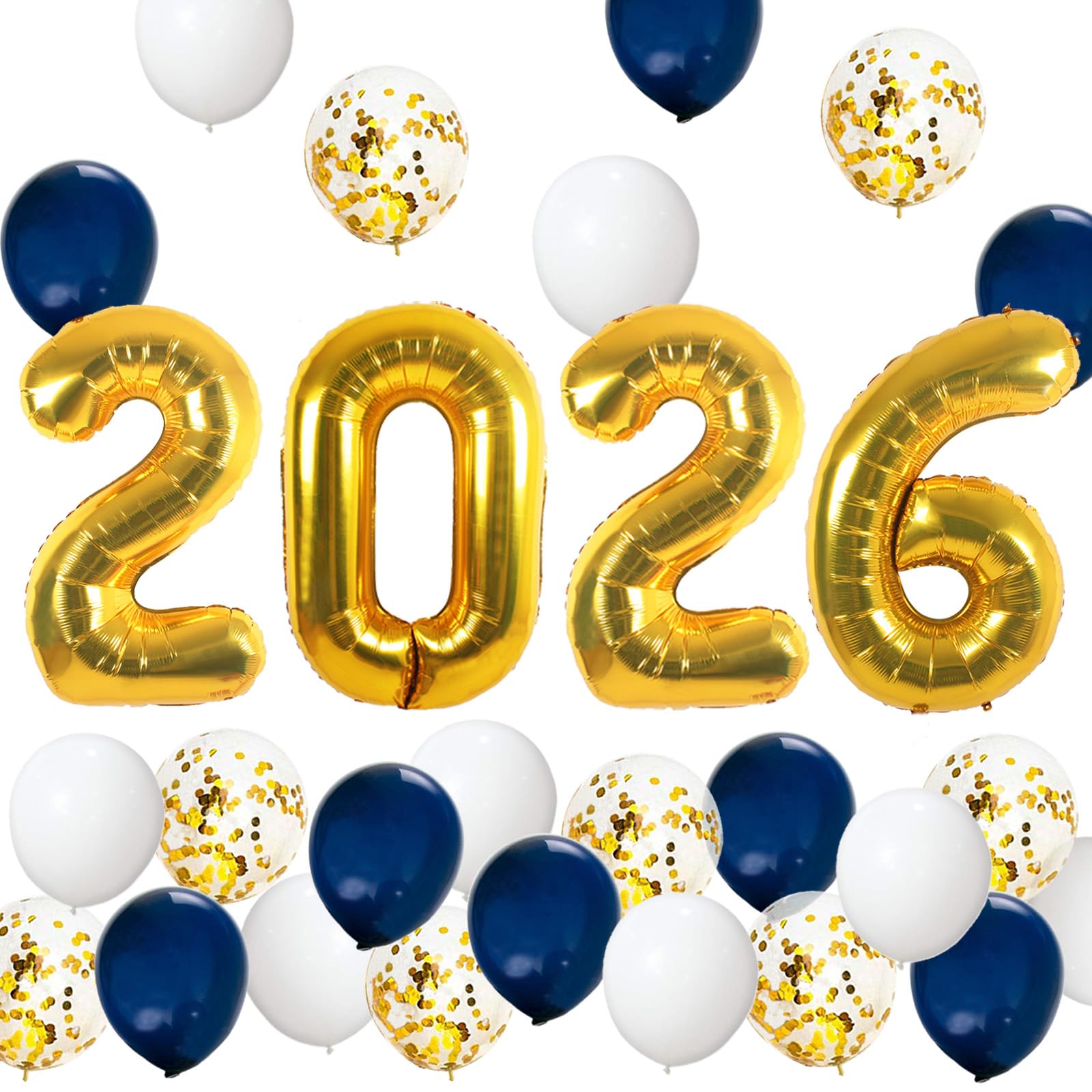 Photo 1 of JOJO FLY Graduation Party Supplies 2026 Decorations Kit, Gold 2026 Balloons, Navy Blue Gold and White Balloons Set, Navy Blue and Gold Graduation Decorations 2026, Class of 2026