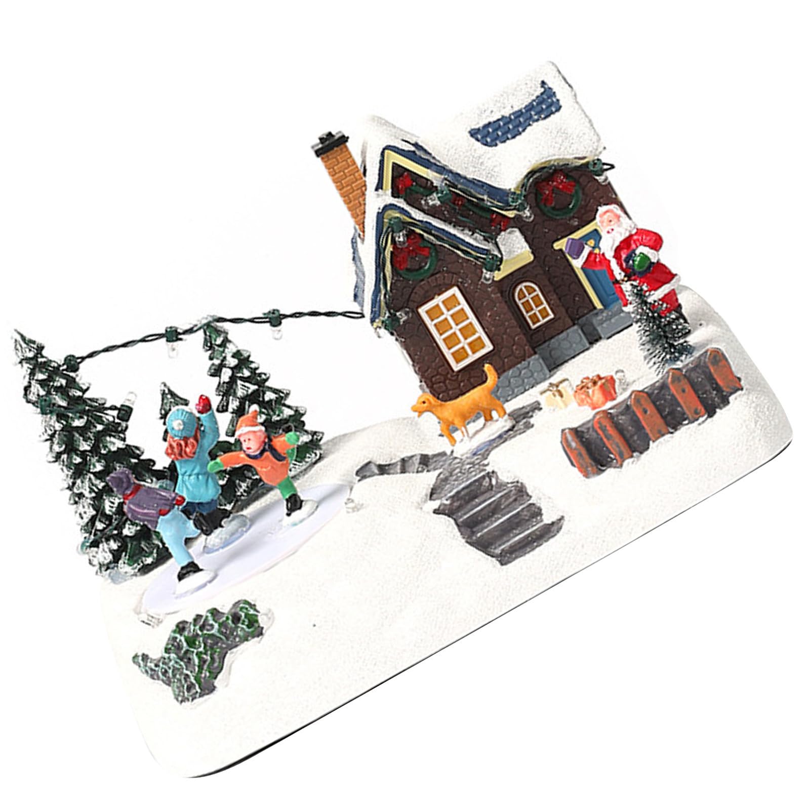 Miniatura Casa Villaggio Neve Natalizio in Resina Luminosa