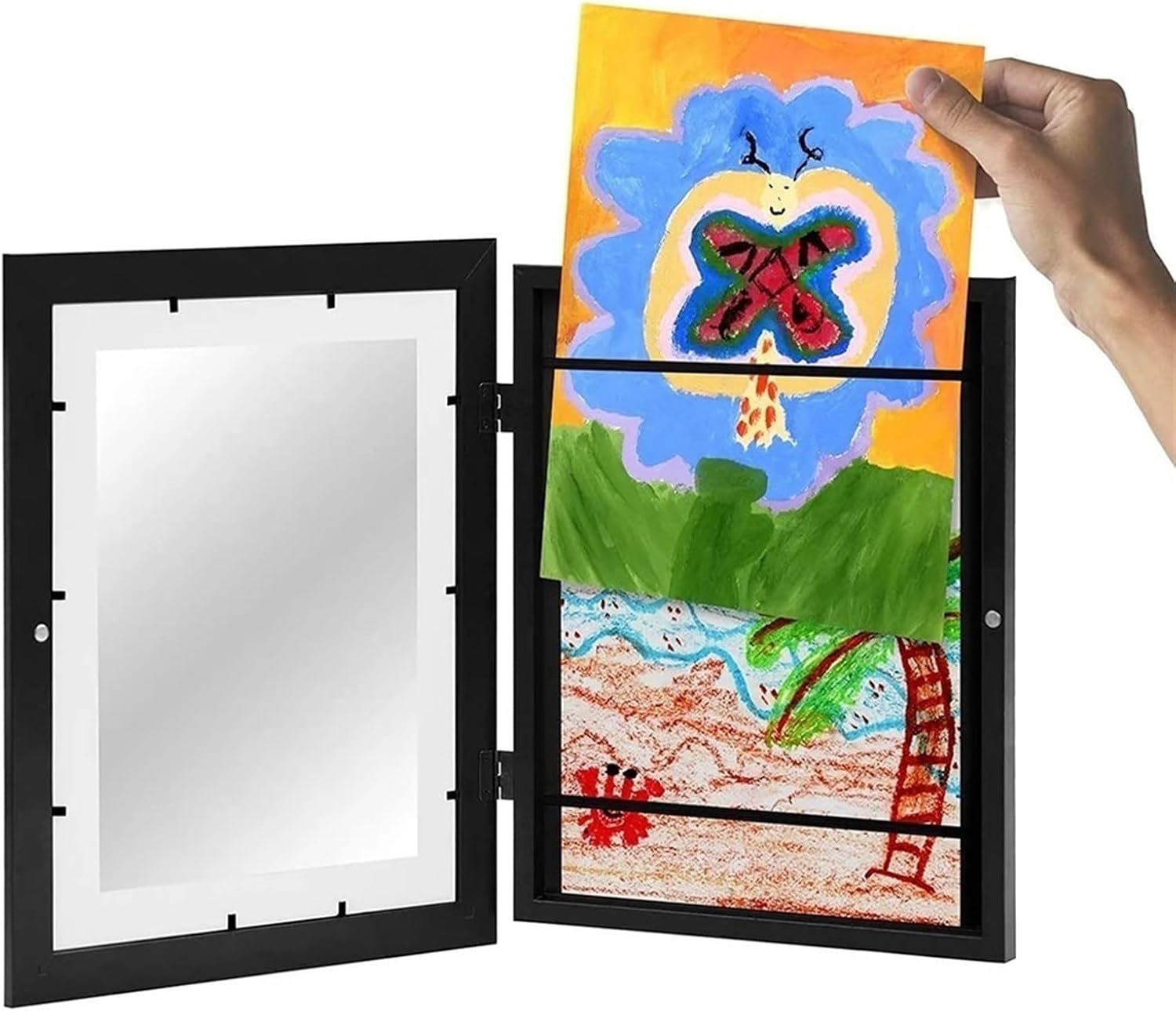 Magnetic Front-Open Picture Frame for Kids' Art - Elegant Wooden Color Frame for Posters, Photos, Drawings, and Paintings - Changeable Display for Home Decor