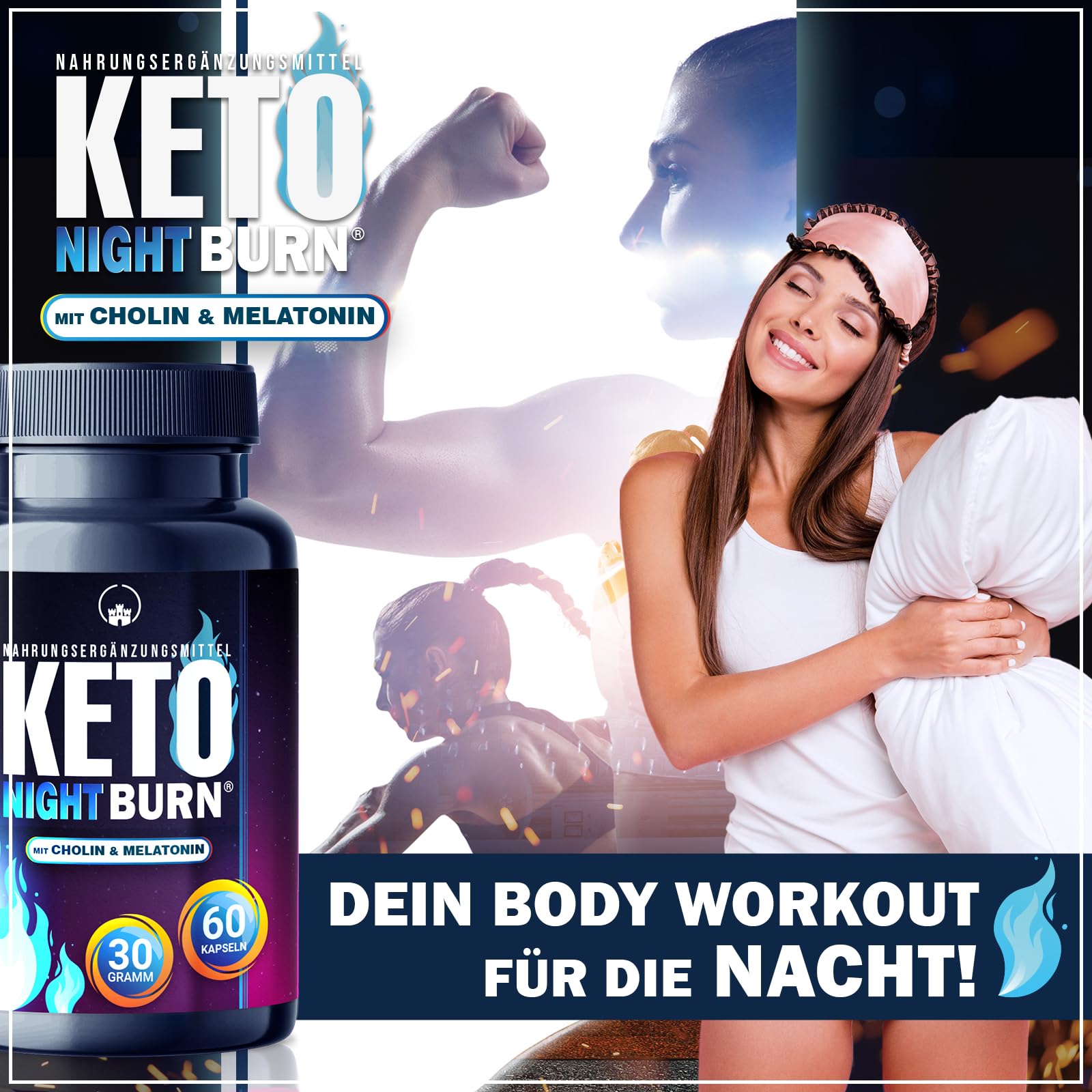 NEU: Saint Nutrition® KETO NIGHT BURN 3er Variante mit Melatonin 0,5 mg und Cholin für die Nacht – schnell & endlich - verbesserte Formel für Frauen + Männer