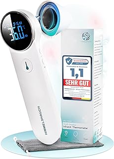 HIMMELSHAUCH MEDICAL Fieberthermometer Ohr & Stirn | 3 in 1 Messgerät | Ohrthermometer Babys Kinder & Erwachsene | Stirnthermometer kontaktlos | Digitales Fieber-Thermometer | Infrarot Fiebermesser