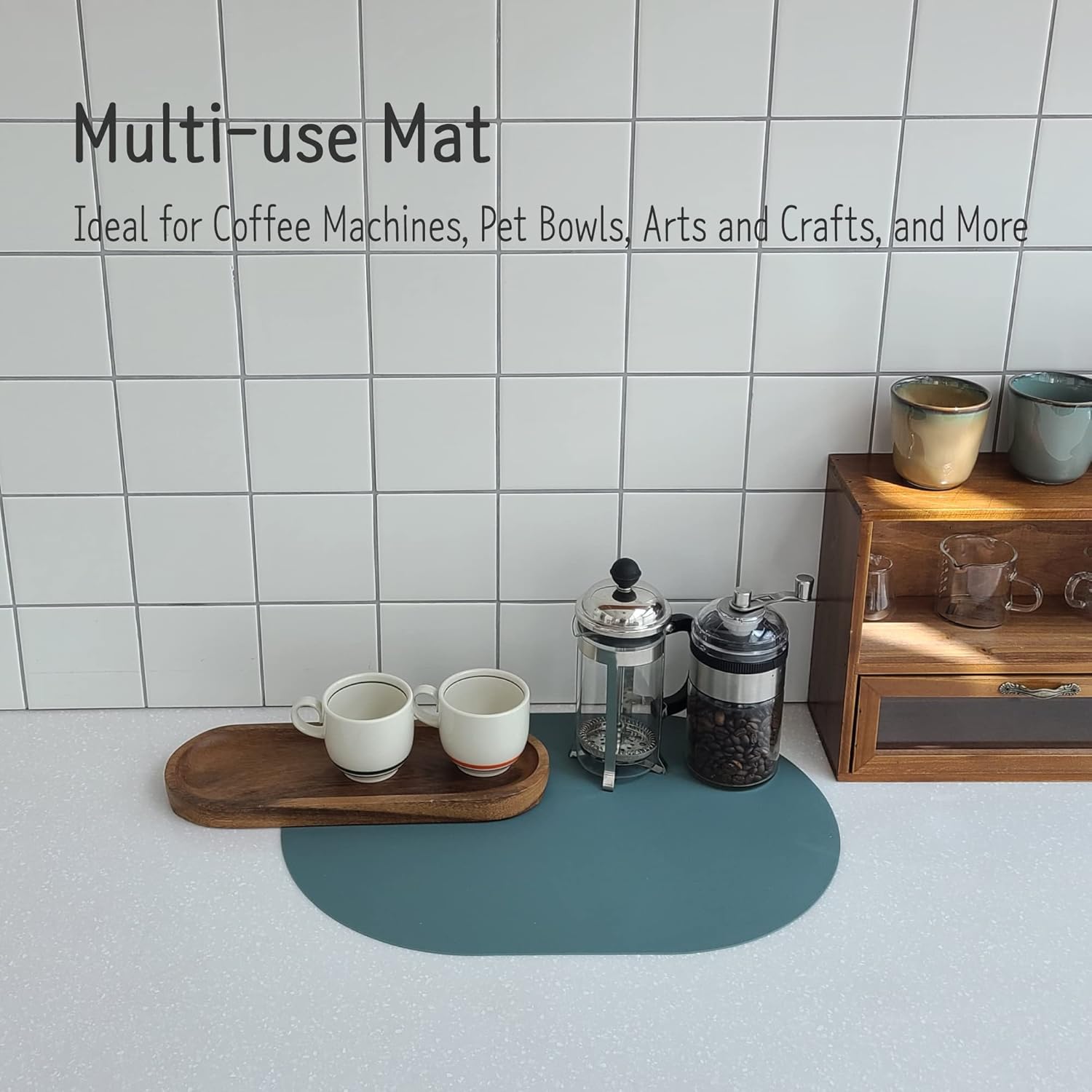 Silicone Placemats Set of 4 - Heat Resistant Washable and Wipeable Non Slip Place Mats, Waterproof Modern Dining Table Mats, Oval 16.9"x11.8"(Herb Green)