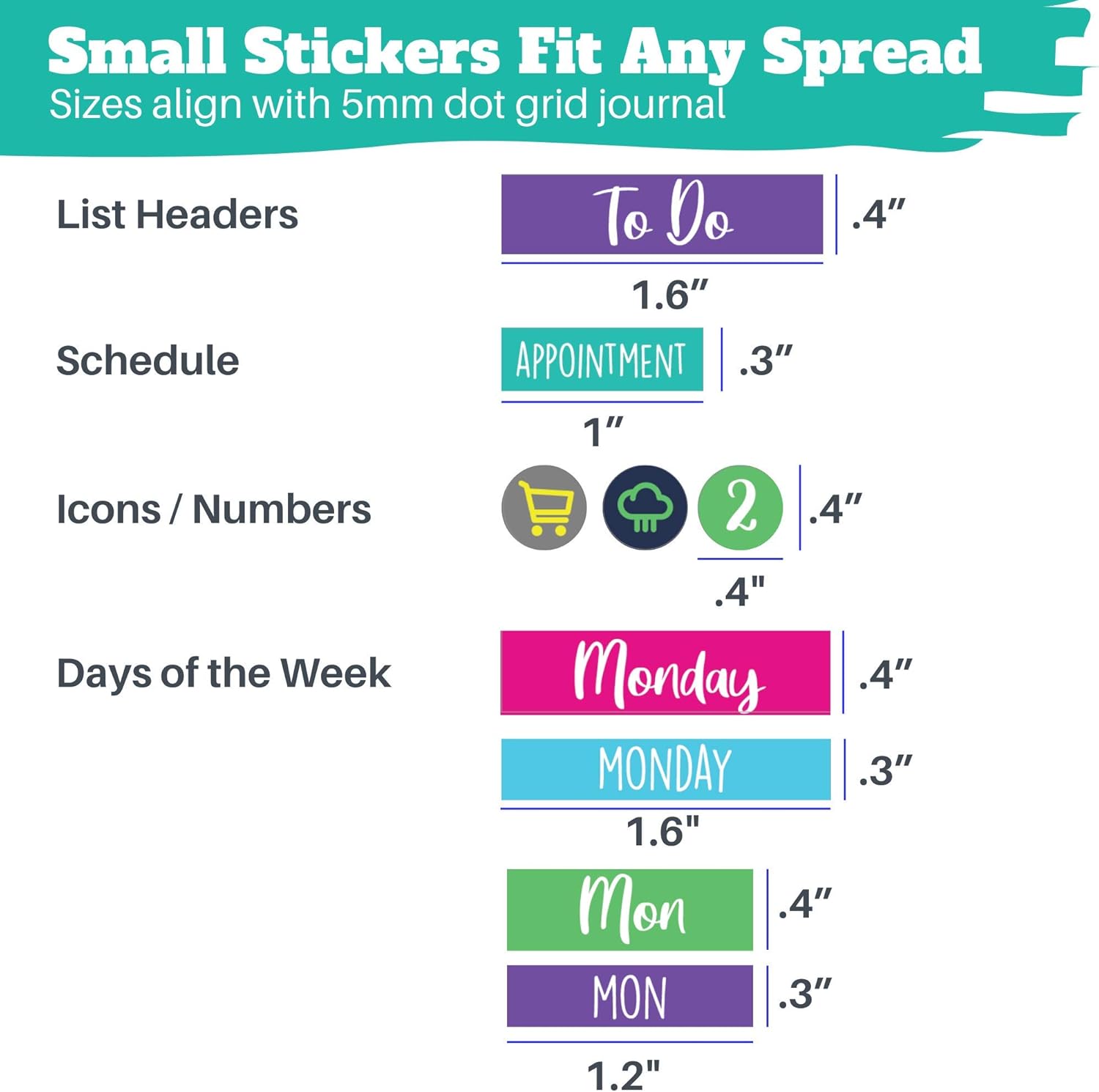 Practical Planner Stickers - Value Pack 48 Sheets, 6 Months of Aesthetic Agenda Stickers for Weekly Planner, Bullet Dot Journal - Planning, Goals, Fitness, Habit Tracking, Days : Office Products