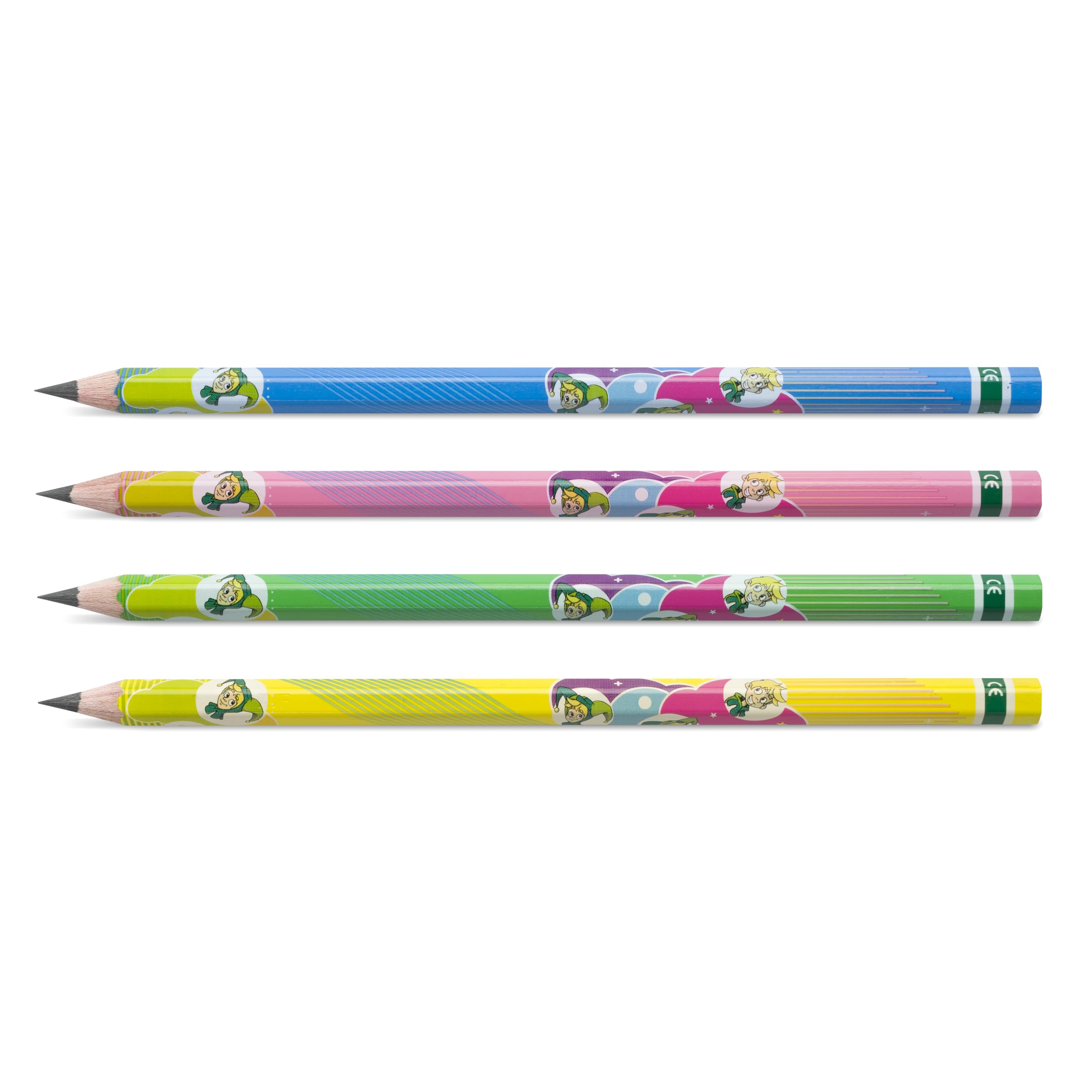 JOLLY Graphitstifte HB Nr. 2 Kinderfest, 60 Stück Runddose, bruchfeste Bleistifte für Schreibanfänger, 3,8 mm Mine, verstärkter Holzschaft, für Vorschule und Schule