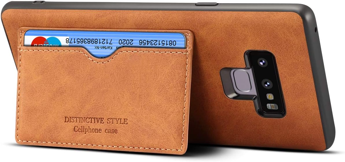 Samsung Note 9 Case,Galaxy Note 9 Case,FLYEE Wallet Card Holder with Kickstand Slim PU Leather Phone Case with 1 Cards Slots Phone Cover Credit Card Holder for Samsung Galaxy Note 9 Brown