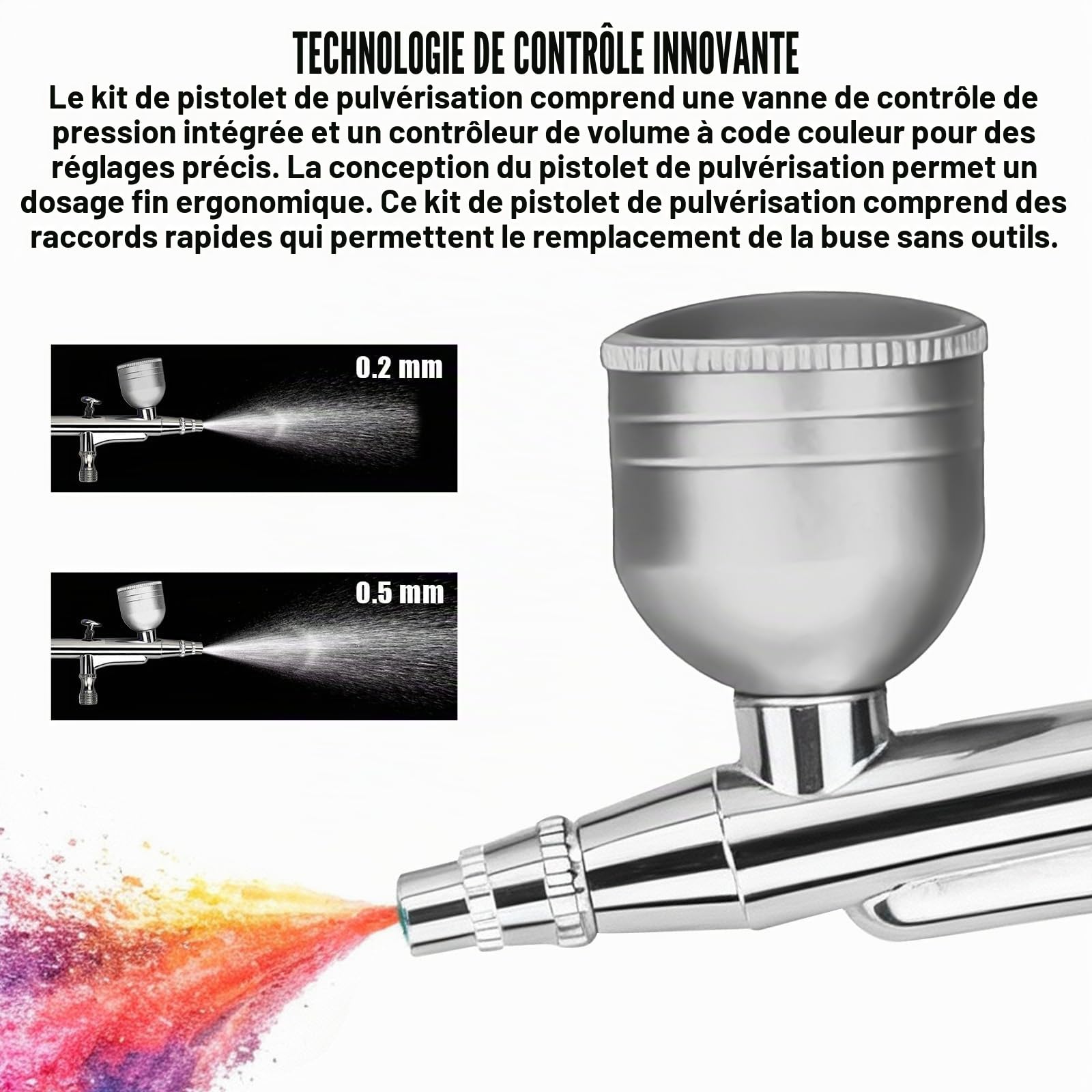 Kit d'aérographe avec compresseur, kit d'aérographe portable 25 PSI à double action + accessoires de nettoyage pour le maquillage, la conception des ongles, la décoration de gâteaux, la création de