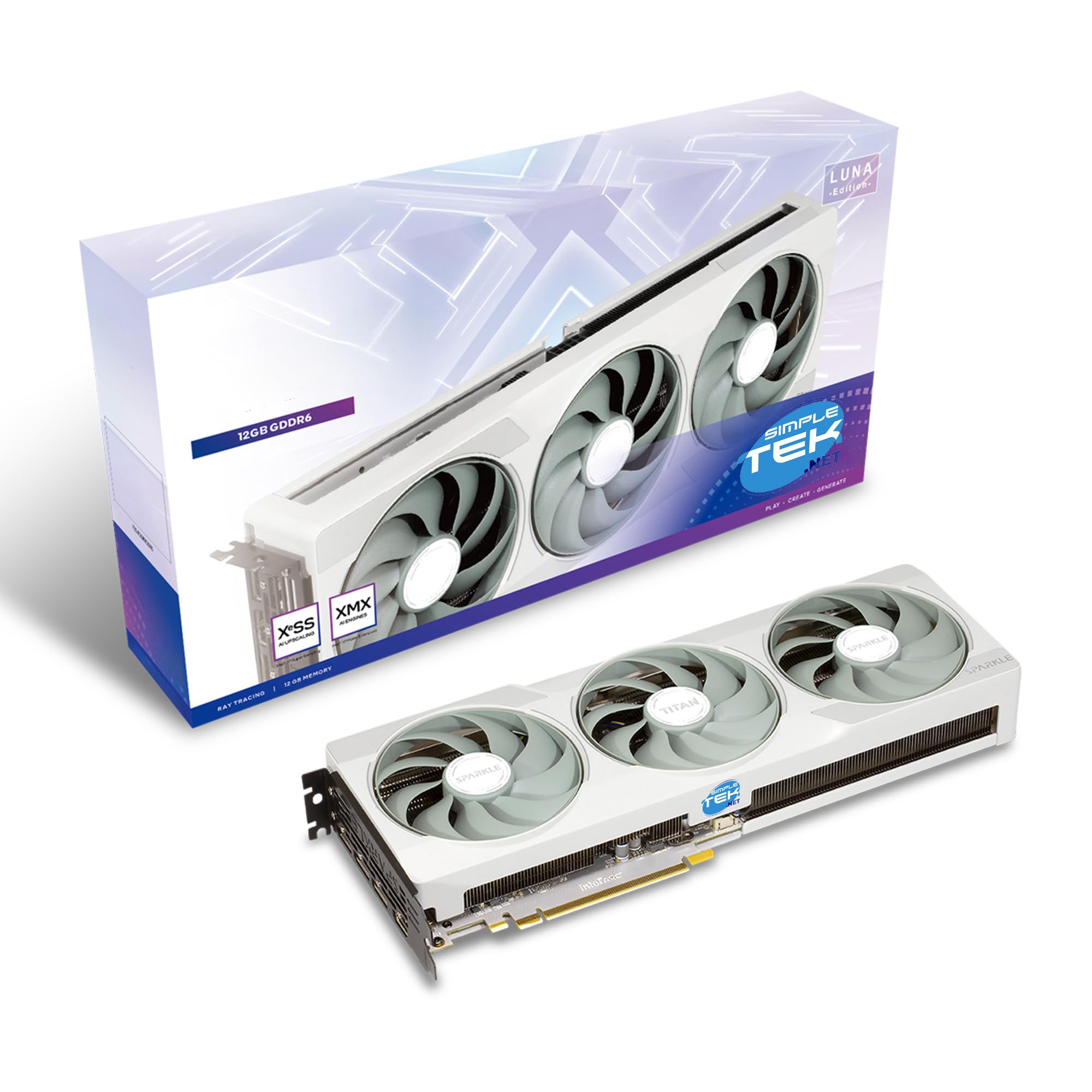 SIMPLETEK - Karta graficzna do gier i edycji 12 GB GDDR6-3 x DisplayPort, 1 x HDMI - fabryczny overclock, potrójny wentylator