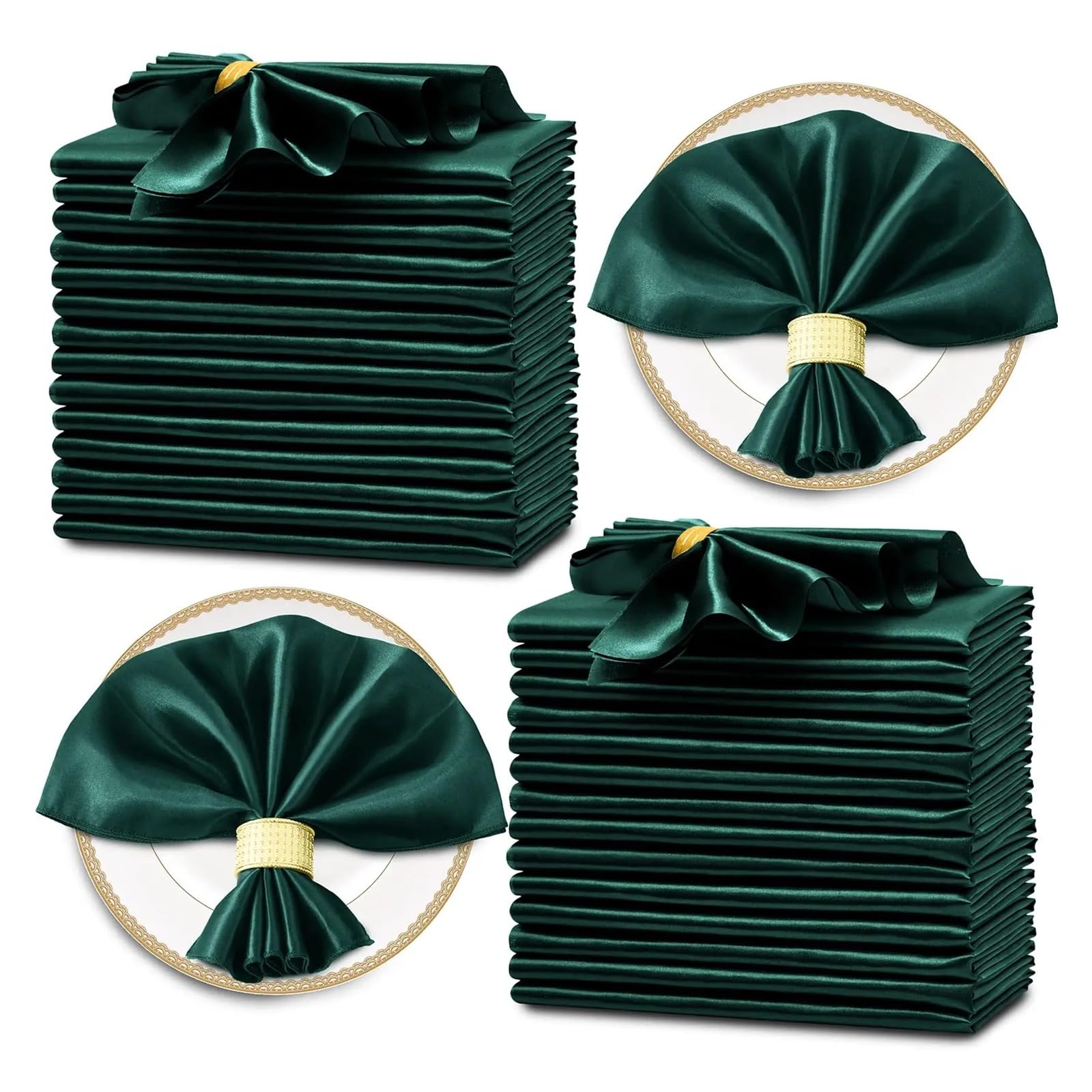 Satin Dinner Napkins 24PCS 30x30cm Wedding Dark Green Satin Napkin Soft Table Napkins for Romantic Party Dinner Decoration(SKY BLUE)