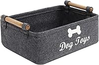 Vista 8 de Geyecete Contenedores de almacenamiento de juguetes para perros, con mango de madera, cesta de almacenamiento plegable para suministros