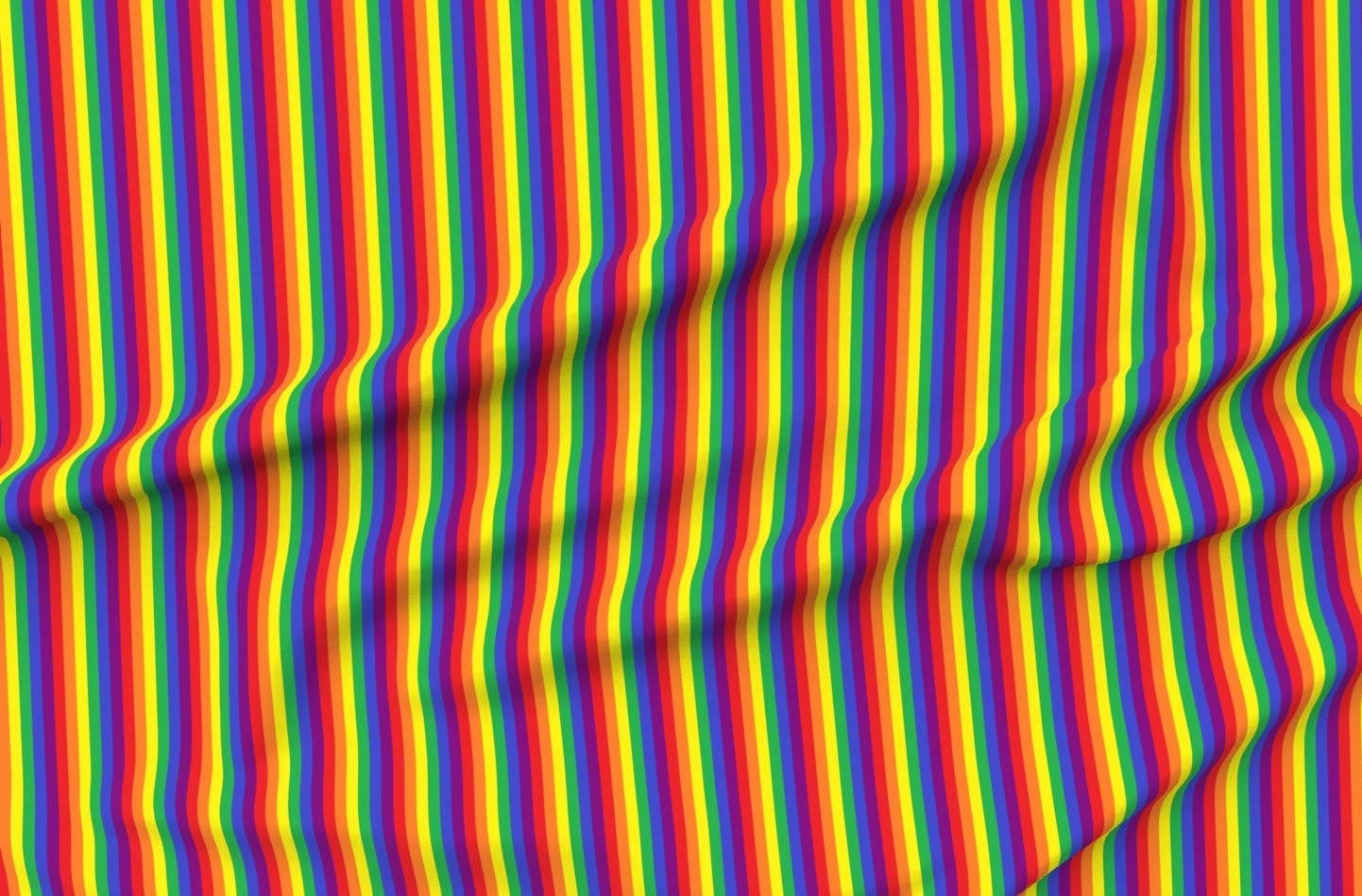 Spoonflower Fabric - Rainbow Pride Stripe Vertical LGBT Gay Colorful Printed on Minky Fabric by The Yard - Sewing Baby Blankets Quilt Backing Plush