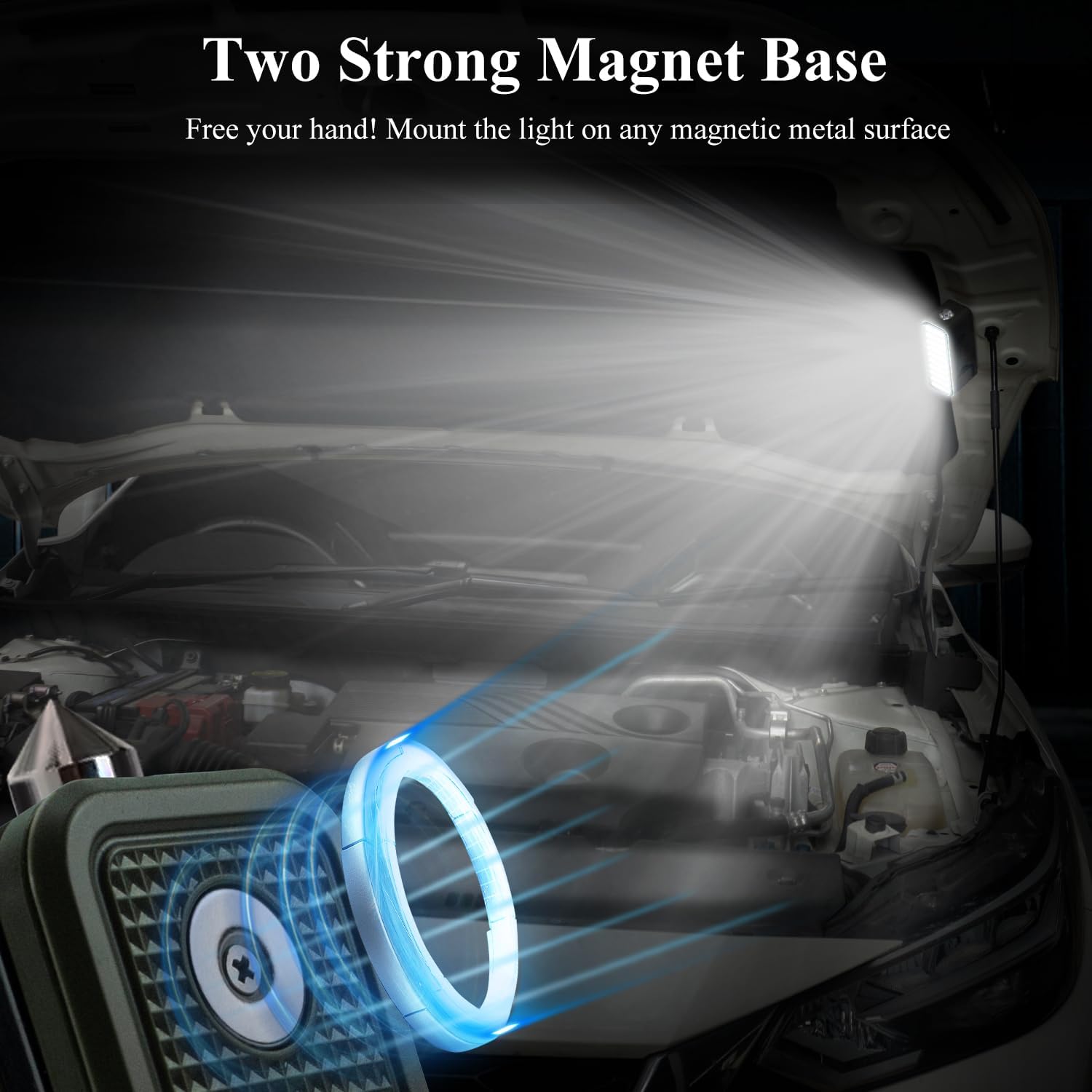 Camping Lantern LED Work Lights Rechargeable, Portable Flashlight with Window Breaker, Magnetic Base, Under Hood for Tent, Hiking, Emergency Car Repairing, Compact Job Site Lighting